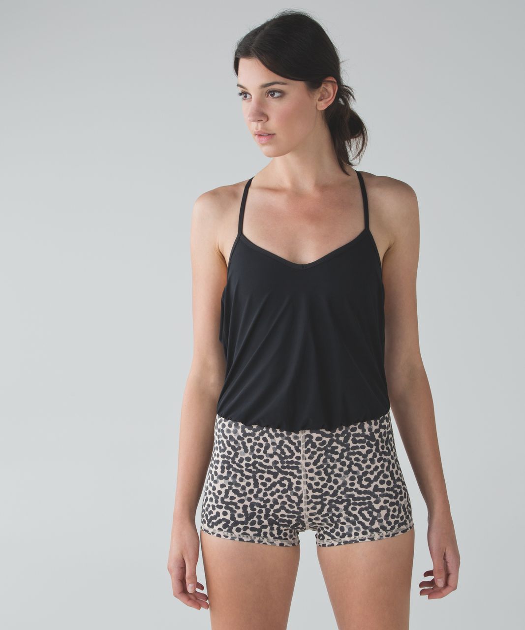 Lululemon Dance To Yoga Leotard - Black / Ace Spot Grain Black / Dottie Dash Grain Black