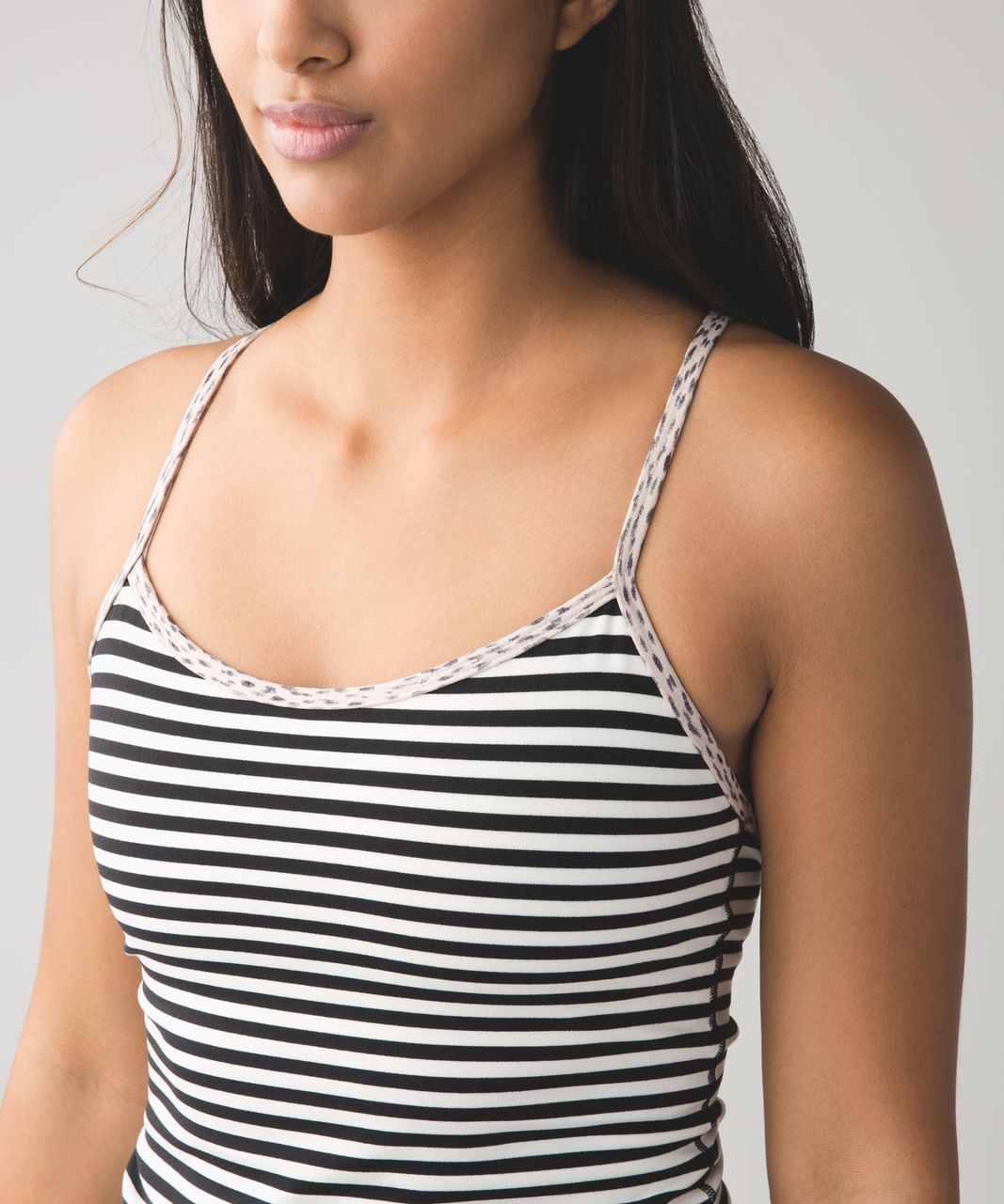 Lululemon Power Y Tank *Luon - Narrow Bold Stripe Black Angel Wing / Dottie Dash Grain Black