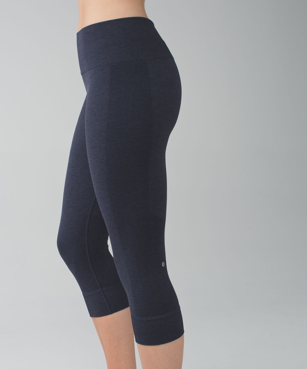 Lululemon Seamlessly Street Crop - Heathered Naval Blue - lulu fanatics