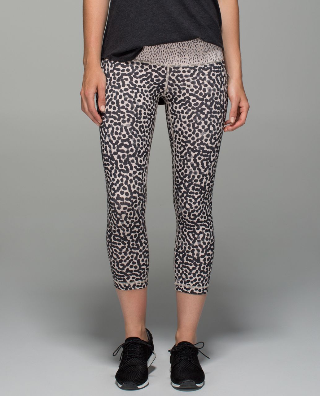 Lululemon Wunder Under Crop II *Full-On Luon (Roll Down) - Ace Spot Grain  Black / Dottie Dash Grain Black - lulu fanatics