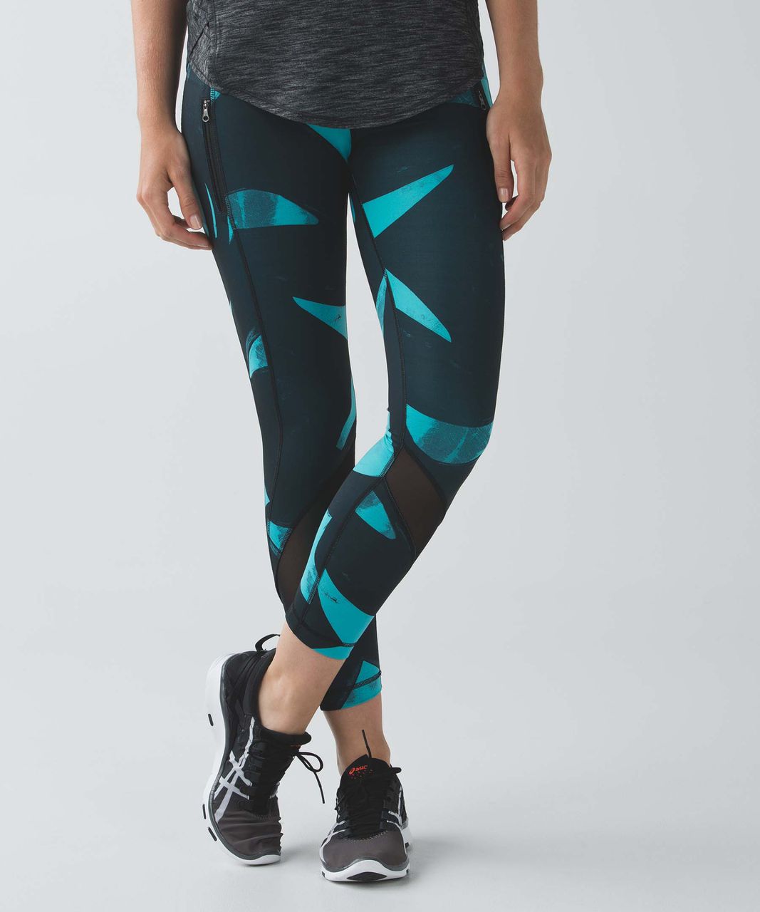 Lululemon Inspire Tight II *Full-On Luxtreme (Mesh) - Back Spin Stroke Peacock Blue Black / Black