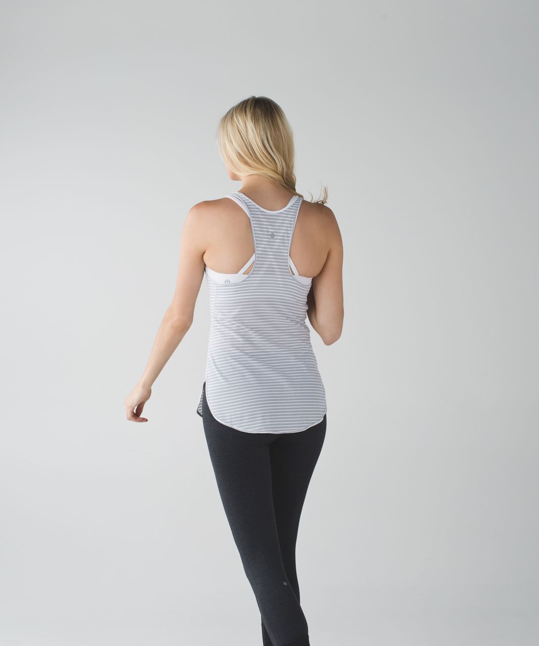 Lululemon What The Sport Singlet - Silver Stripe Silver Fox White