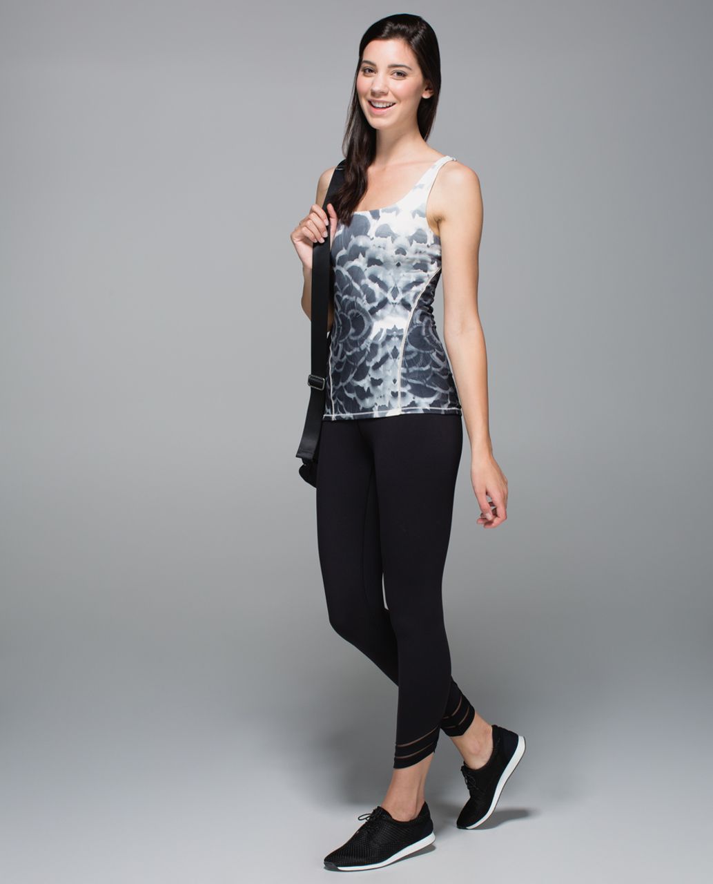 Lululemon Amala Tank - Pretty Plume Angel Wing Black