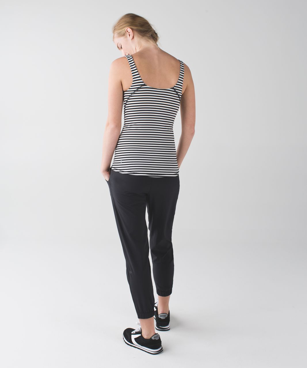 Lululemon Amala Tank - Narrow Bold Stripe Black Angel Wing