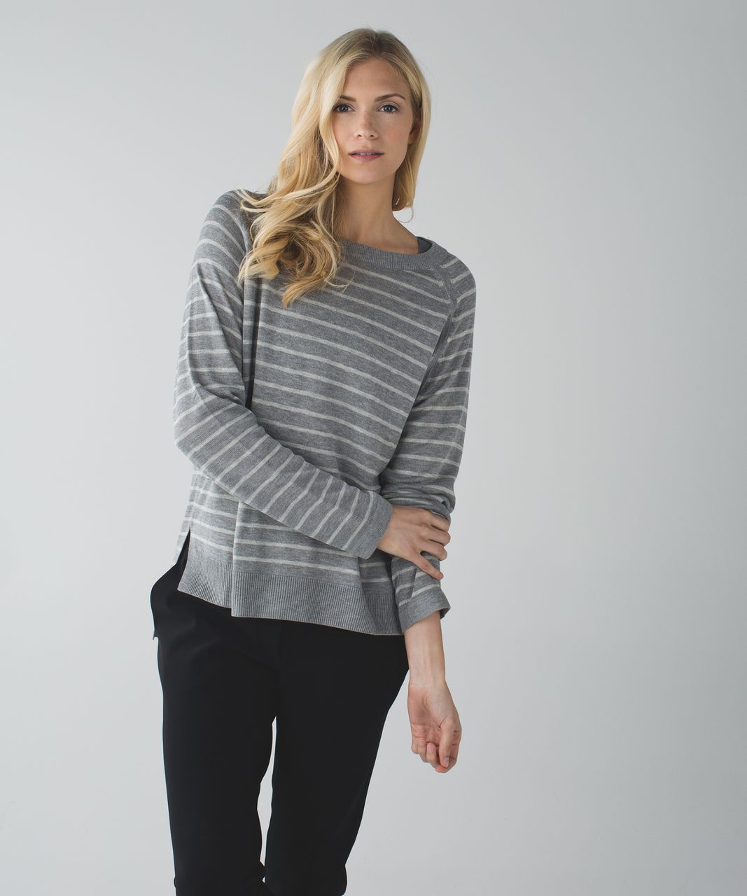 lululemon athletica, Sweaters, Lululemon Twist Wrappop Stripe Heathered  Light Grey Bananarama Heathered Grey