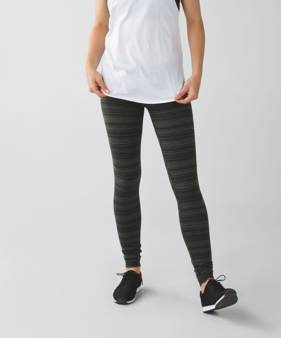 Lululemon Wunder Under Pant III - Cyber Stripe Gator Green Black