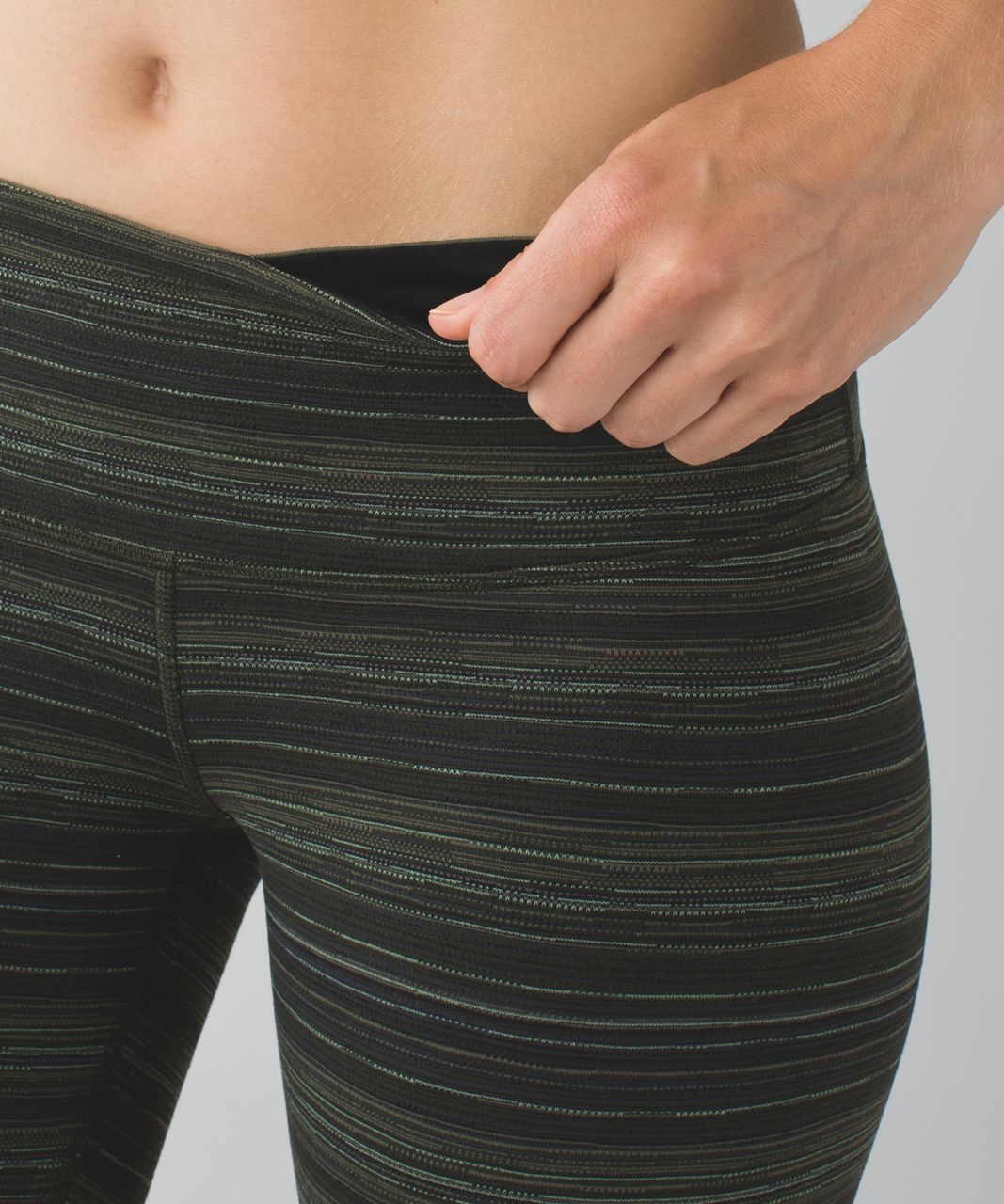 Lululemon Wunder Under Pant III - Cyber Stripe Gator Green Black