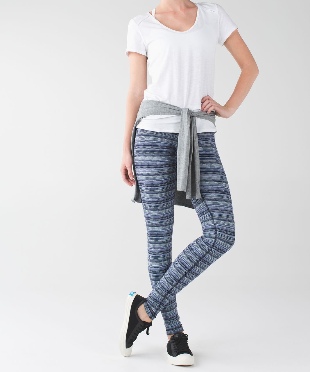 Lululemon Wunder Under Pant - Super Stripe Cadet Blue White / White - lulu  fanatics