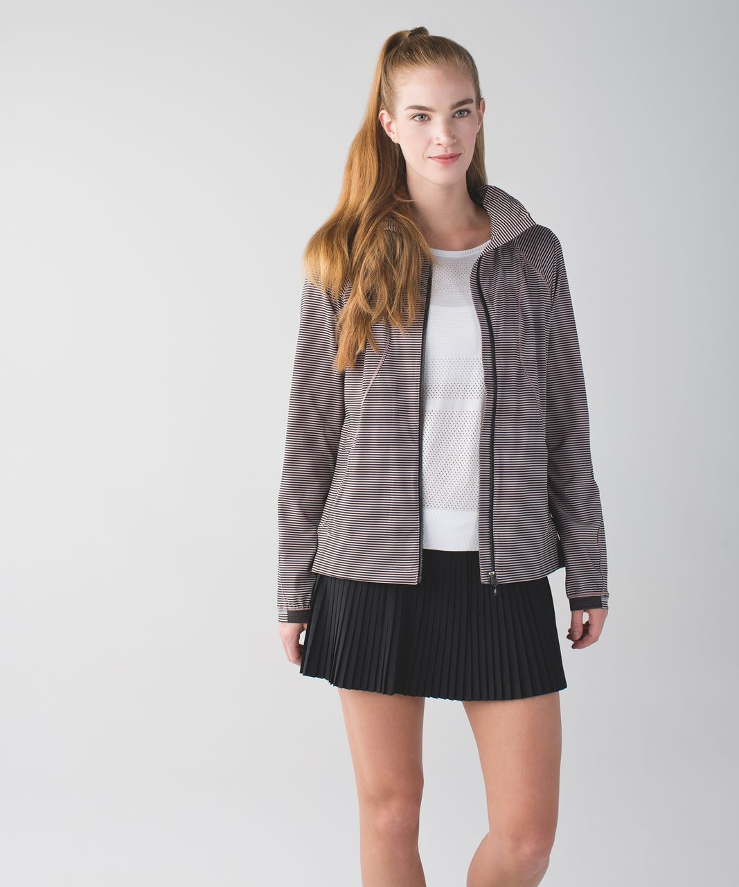 Lululemon Go The Distance Jacket - Mini Pop Stripe Printed Mink Berry Black