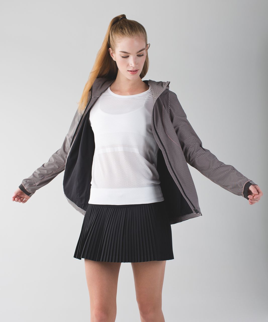 Lululemon Go The Distance Jacket - Mini Pop Stripe Printed Mink Berry Black