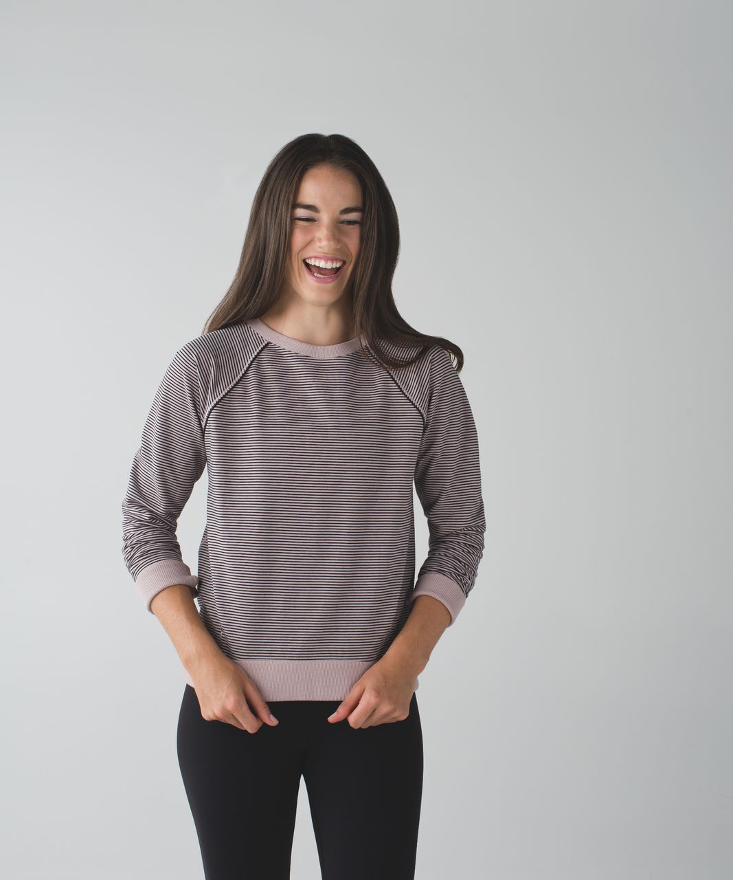 Lululemon Crew Love Pullover - Mini Pop Stripe Mink Berry Black / Mink Berry