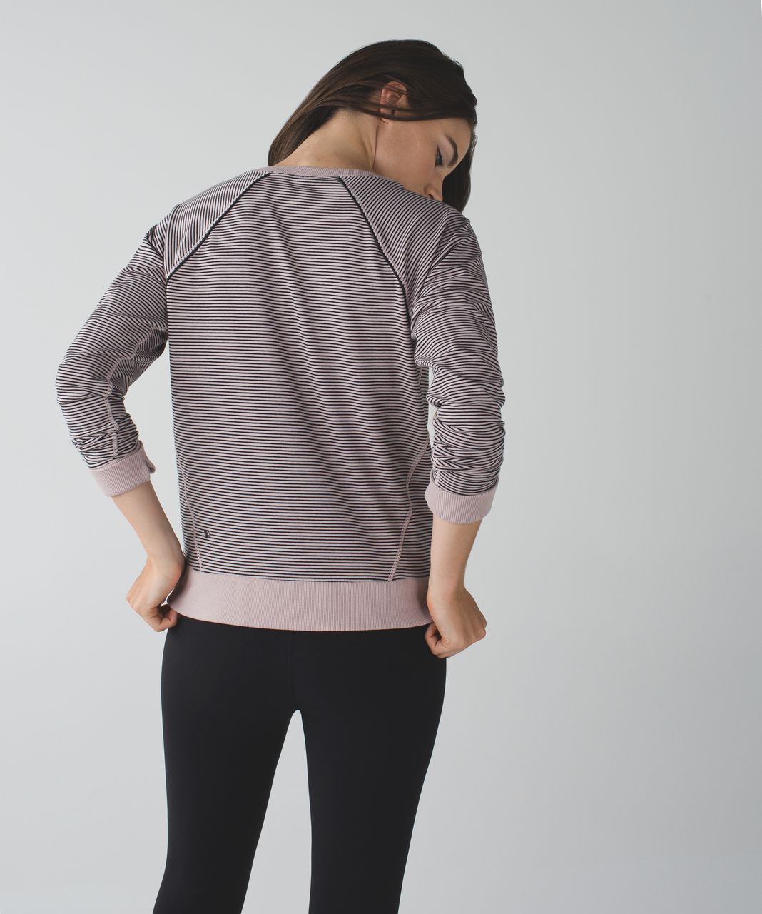 Lululemon Crew Love Pullover - Mini Pop Stripe Mink Berry Black / Mink Berry