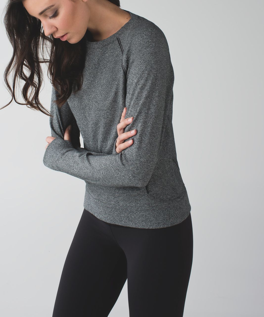 Lululemon Crew Love Pullover - Heathered Speckled Black - lulu fanatics