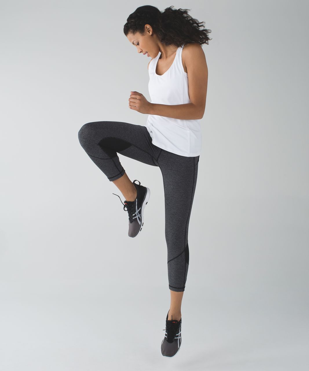 Lululemon Pace Rival Crop - Wee Stripe Black Heathered Black / Exploded So Fly Butterfly Angel Wing Black / Black