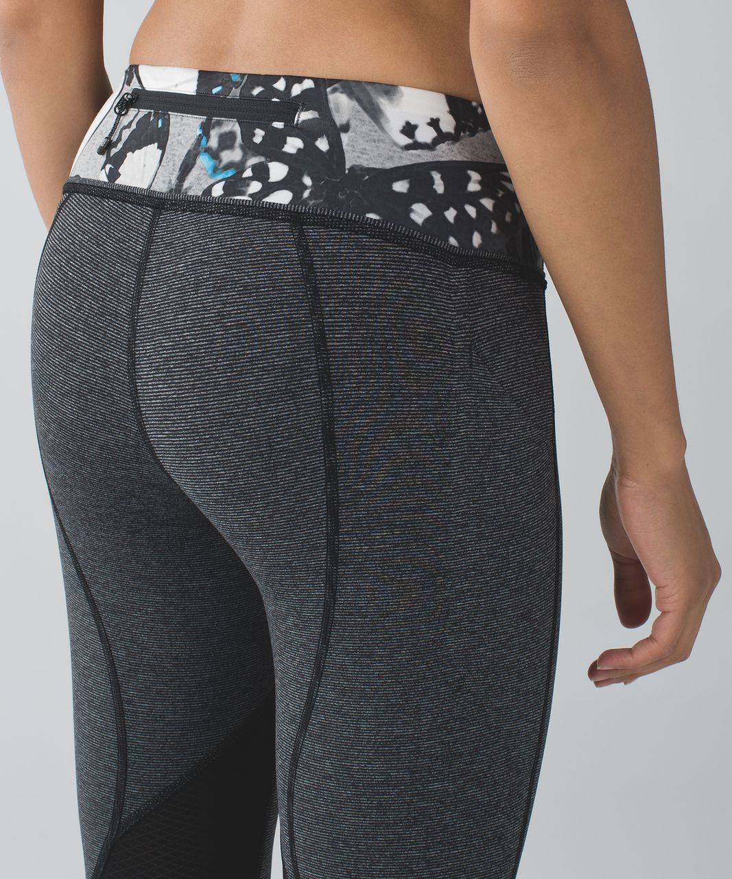 Lululemon Pace Rival Crop - Wee Stripe Black Heathered Black / Exploded So Fly Butterfly Angel Wing Black / Black