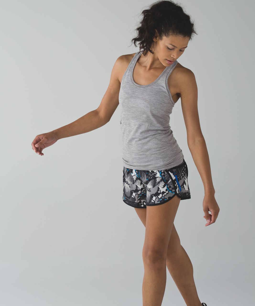 Lululemon Tracker Short III *4-way Stretch - Exploded So Fly Butterfly Angel Wing Black / Black