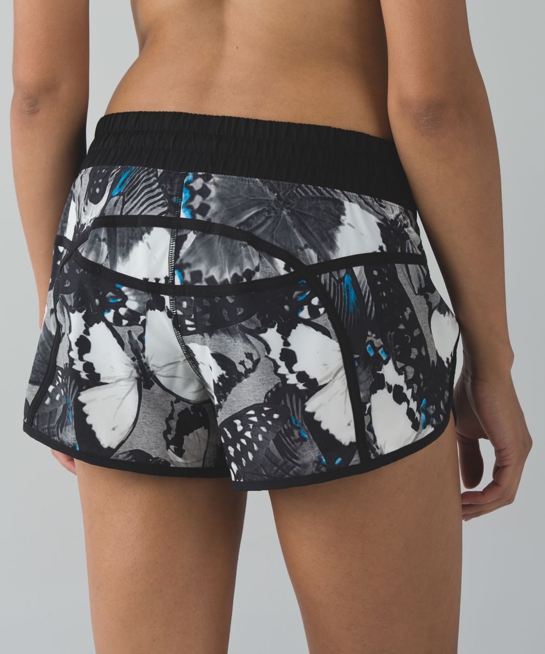 Lululemon Tracker Short III *4-way Stretch - Exploded So Fly Butterfly Angel Wing Black / Black