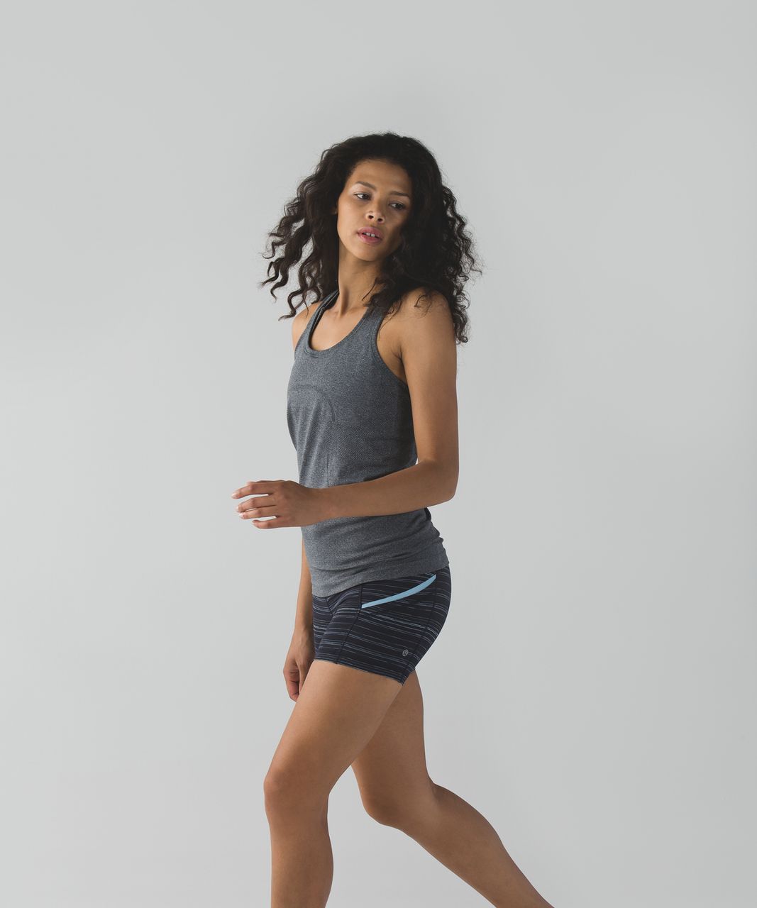 Lululemon What The Sport Short - Cyber Stripe Naval Blue Black