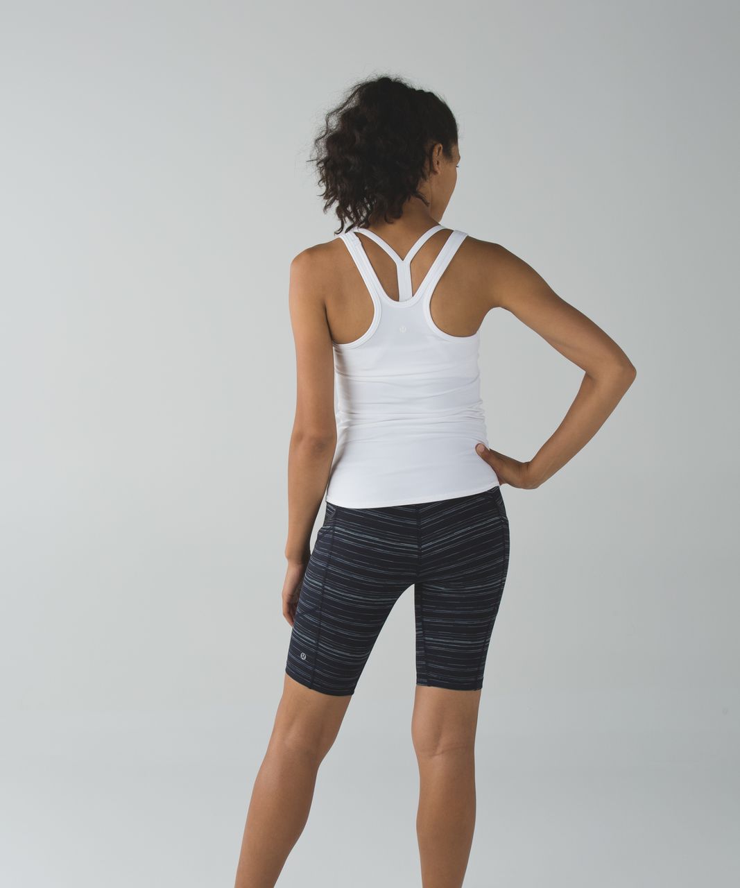 Lululemon What The Sport Short (Long) - Cyber Stripe Naval Blue Black