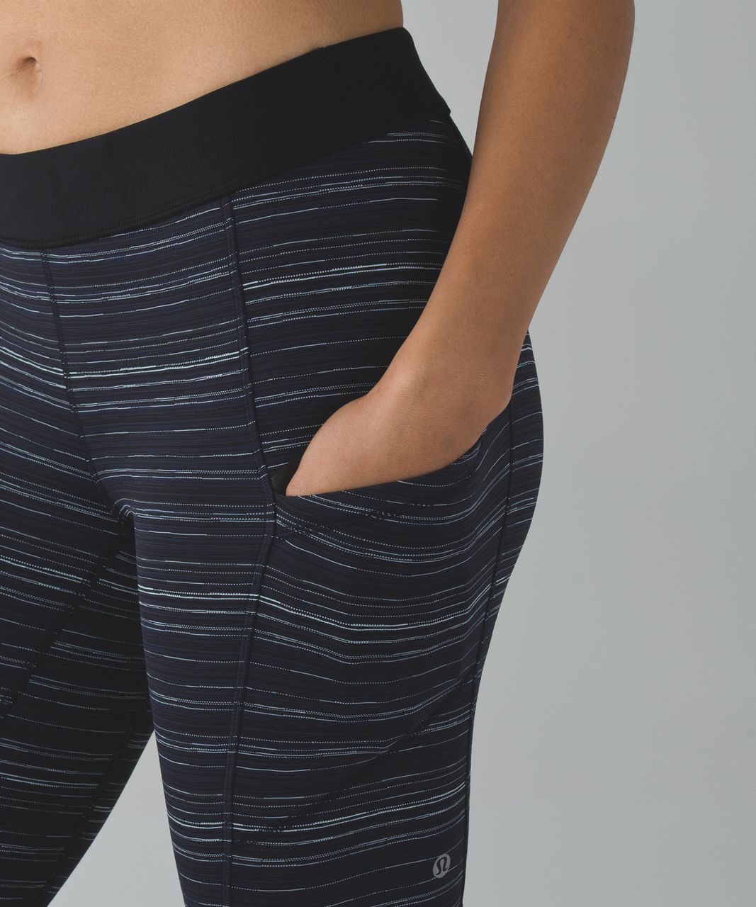 Lululemon What The Sport Short (Long) - Cyber Stripe Naval Blue Black