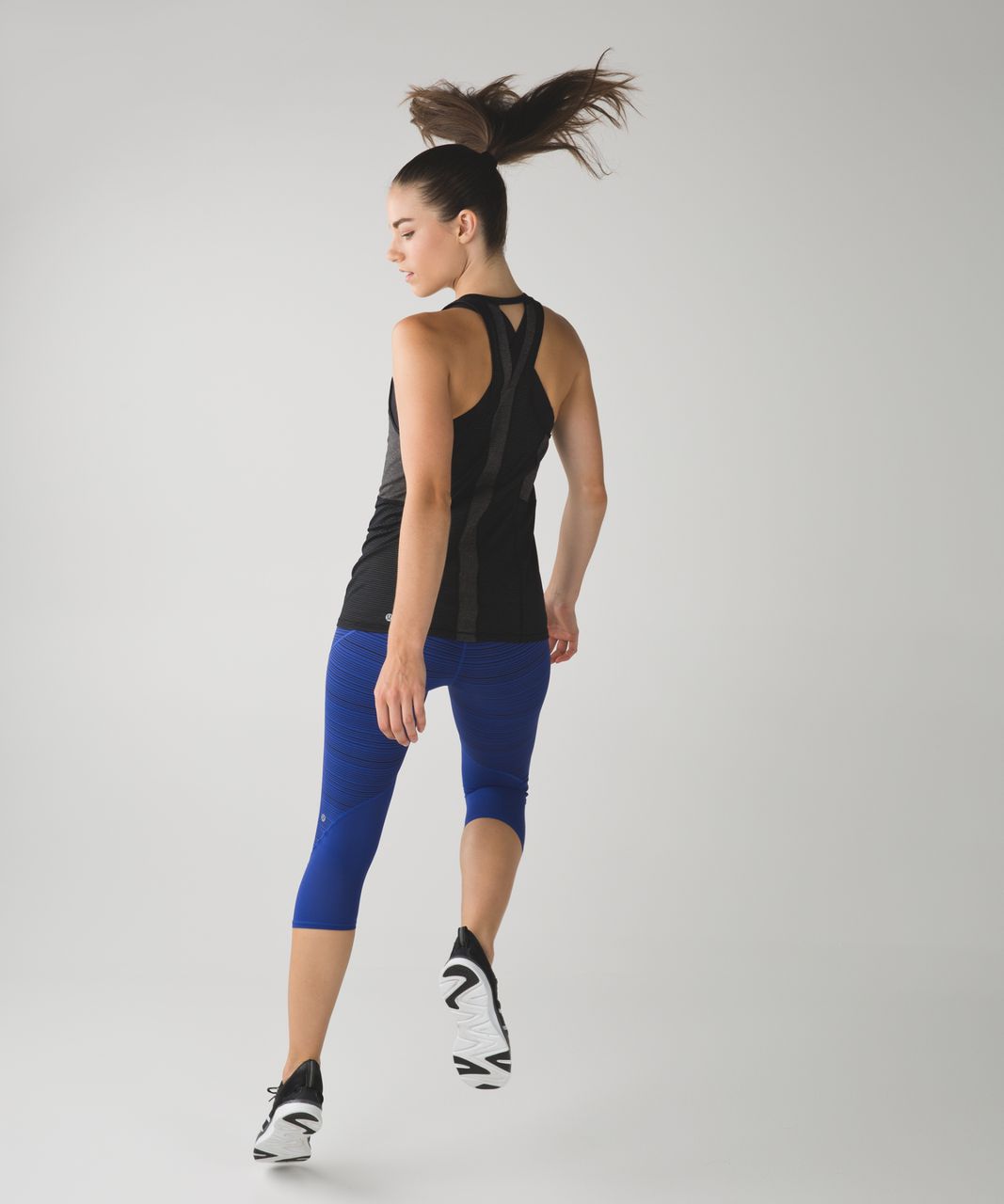 Lululemon Vent It Out Crop - Kanto Stripe Sapphire Blue Black / Black / Sapphire Blue