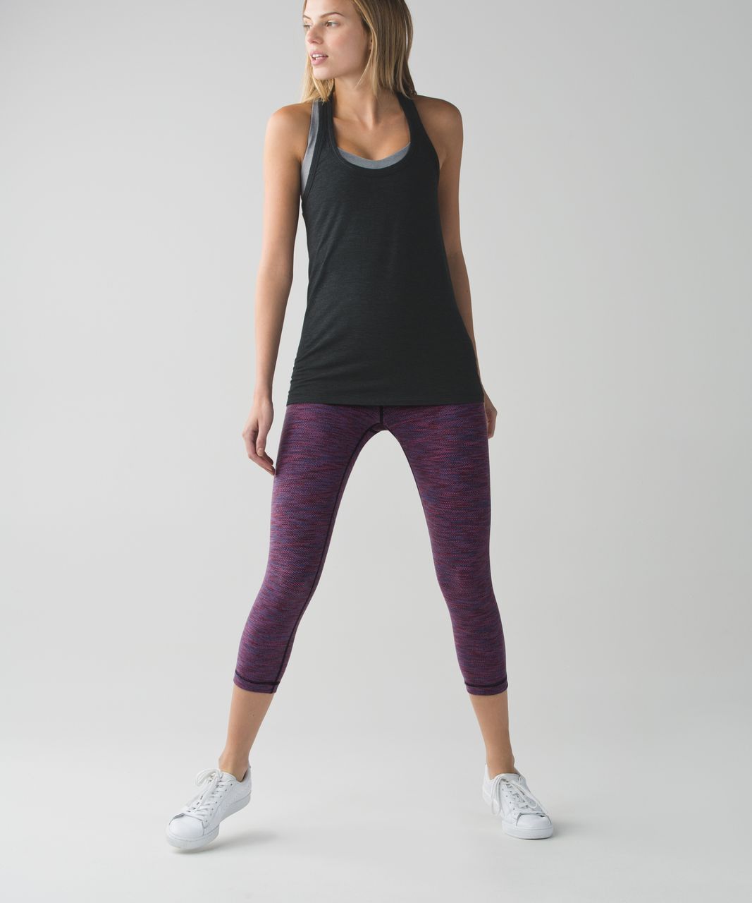 Lululemon Wunder Under Crop II (Roll Down) - Diamond Jacquard Space Dye Naval Blue Jewelled Magenta