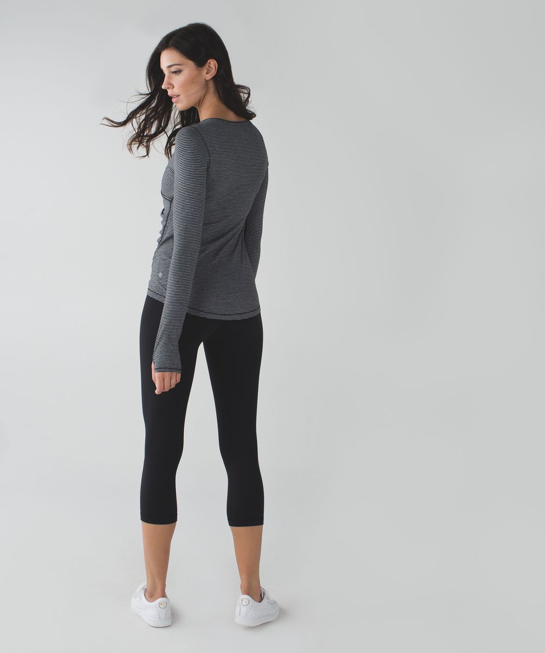 Lululemon Sunset Salutation Long Sleeve - Mini Pop Stripe Heathered Slate Black