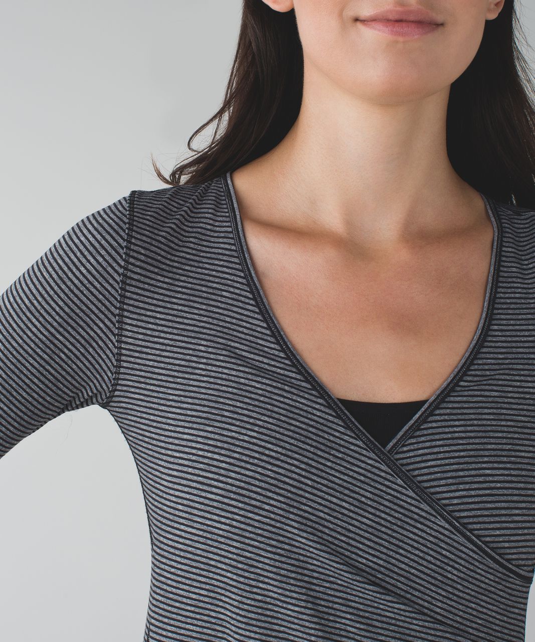 Lululemon Sunset Salutation Long Sleeve - Mini Pop Stripe Heathered Slate Black