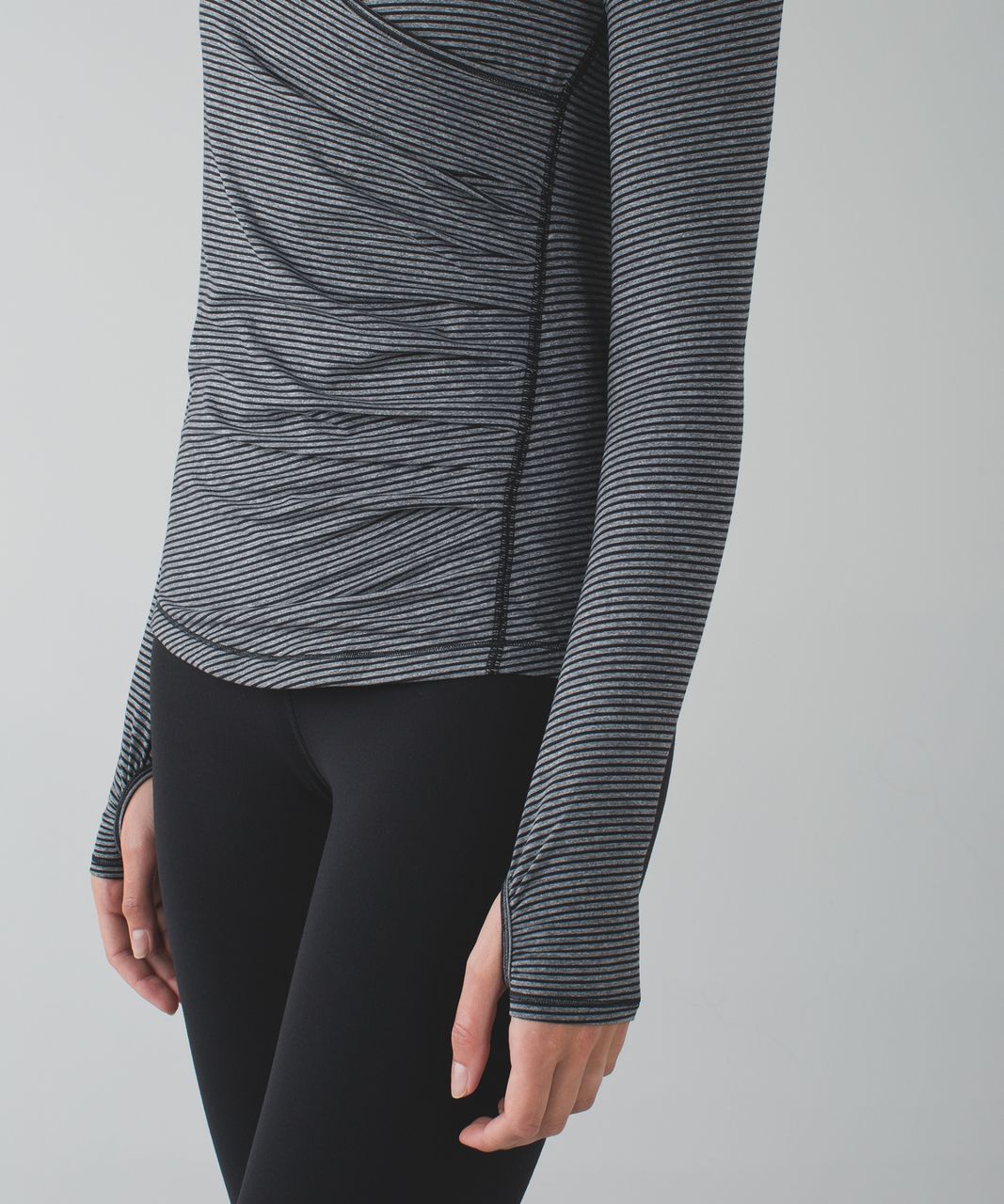 Lululemon Sunset Salutation Long Sleeve - Mini Pop Stripe Heathered Slate Black