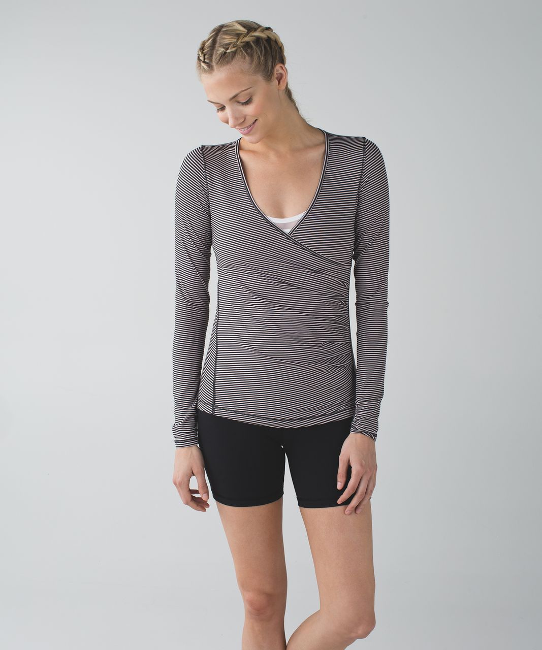 Lululemon Sunset Salutation Long Sleeve - Mini Pop Stripe Black Mink Berry  - lulu fanatics