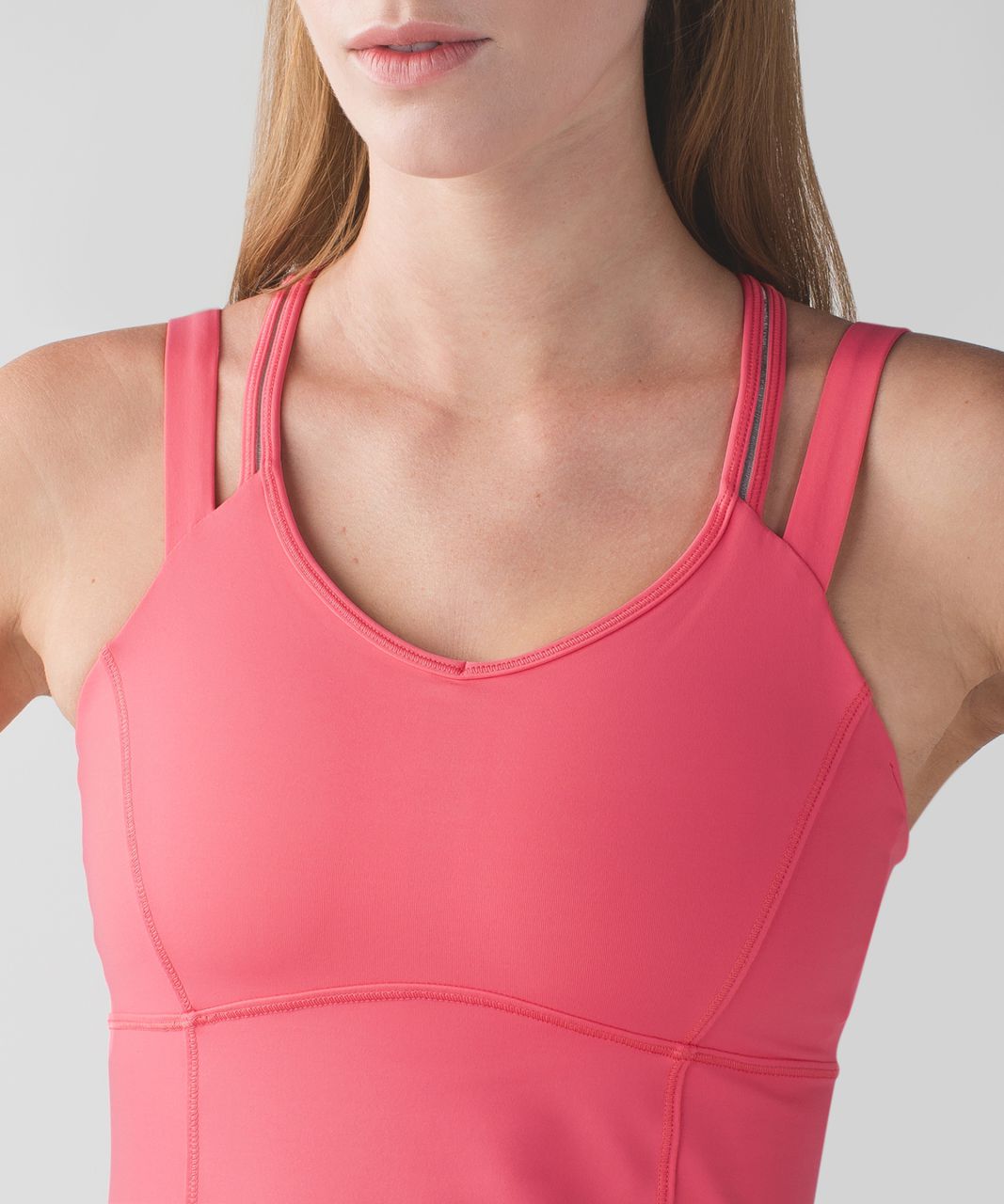 Lululemon Happy Strappy Tank Top Pink Lemonade Built In Bra Womens