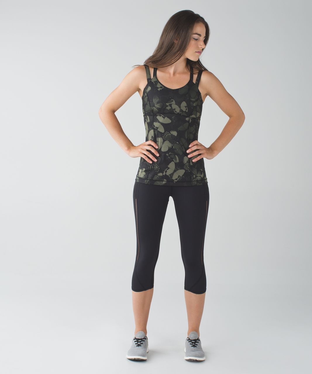 Lululemon Happy Strappy Tank - Biggie So Fly Butterfly Fatigue Green Black