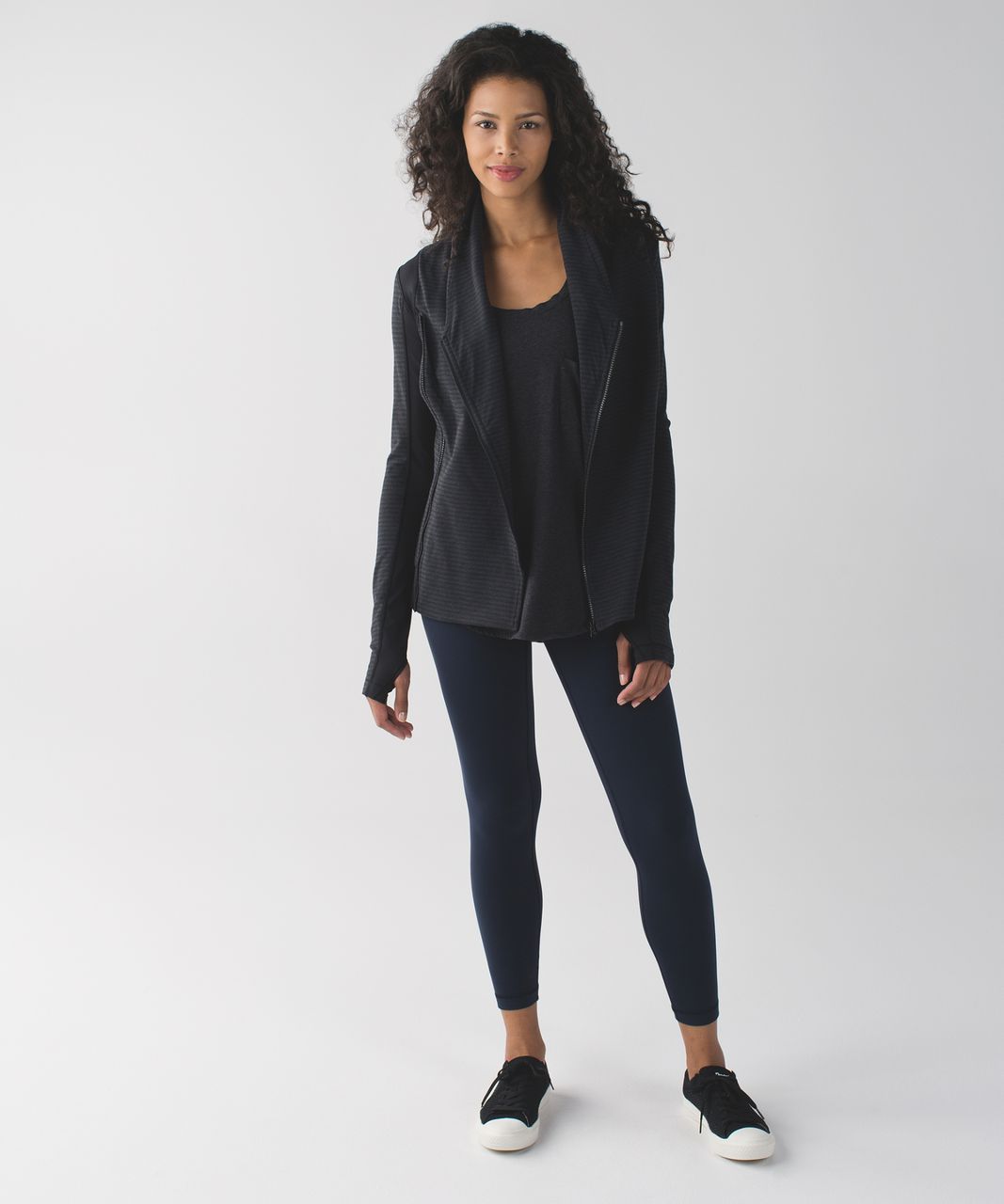 Lululemon Bhakti Yoga Jacket - Luon Pique Black Dark Slate / Black