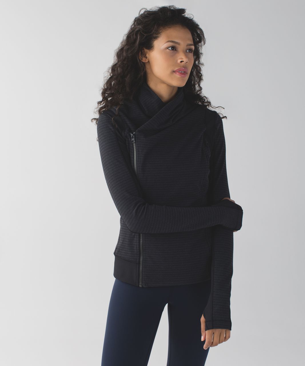 Lululemon Bhakti Yoga Jacket - Luon Pique Black Dark Slate / Black - lulu  fanatics