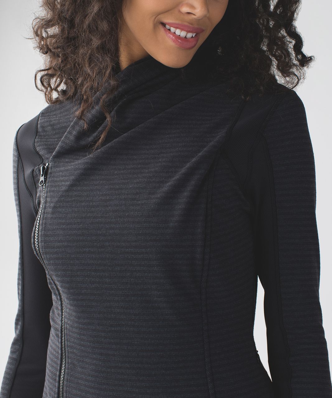 Lululemon Bhakti Asymmetrical Zipper Jacket. Pique Gray/Black