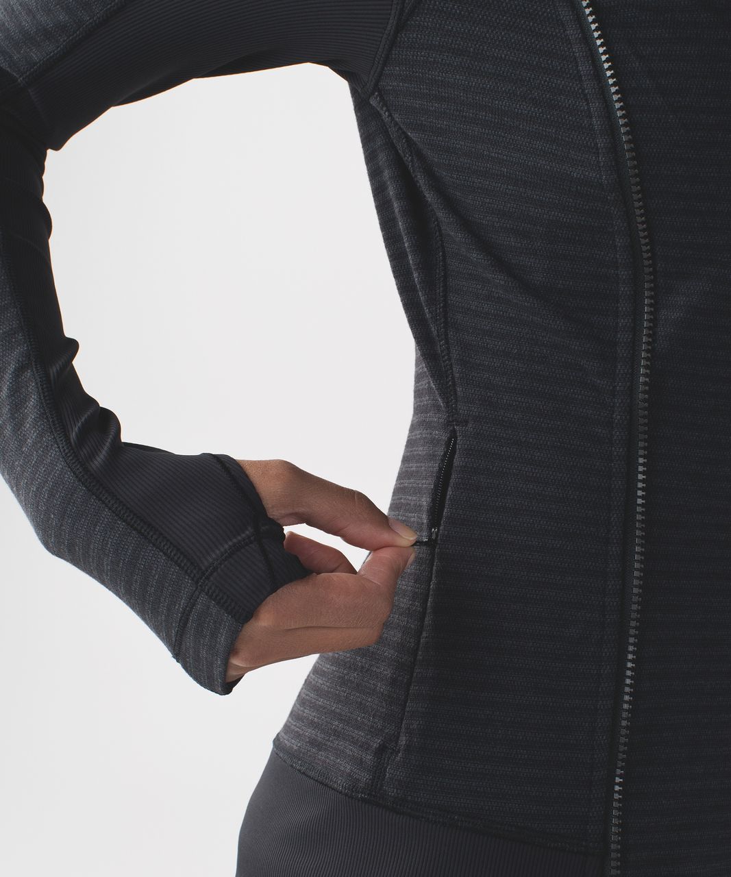 Lululemon Bhakti Yoga Jacket - Luon Pique Black Dark Slate / Black