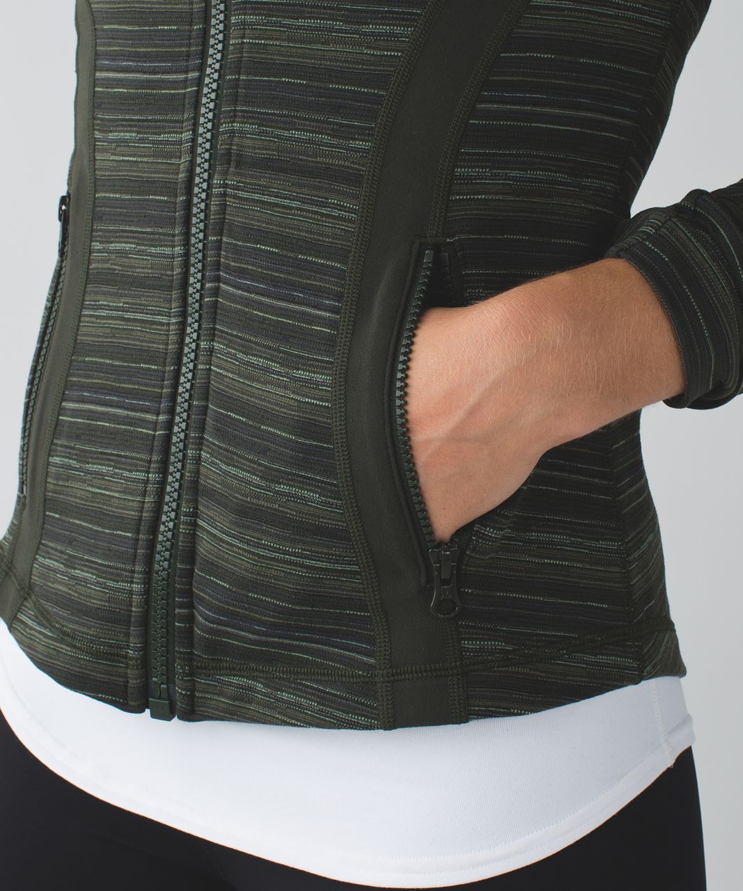 Lululemon Define Jacket - Cyber Stripe Gator Green Black