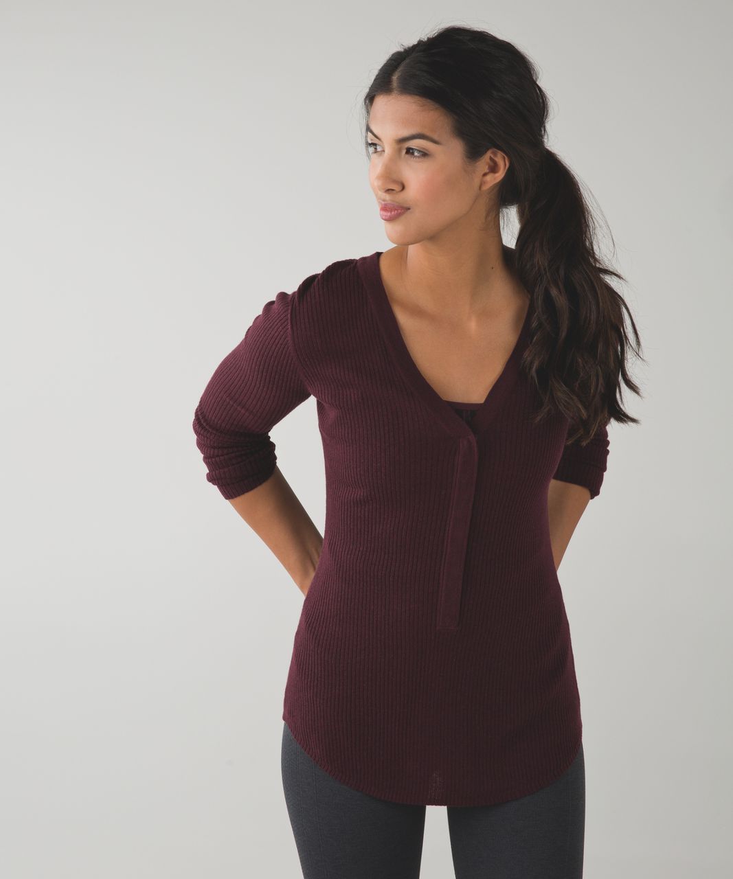 Lululemon Find Your Mantra Henley - Heathered Bordeaux Drama