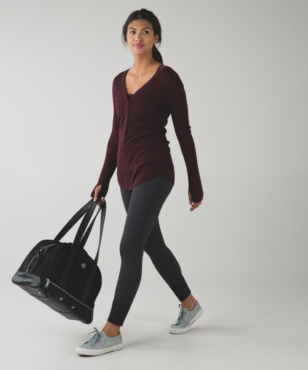 Lululemon Find Your Mantra Henley - Heathered Bordeaux Drama