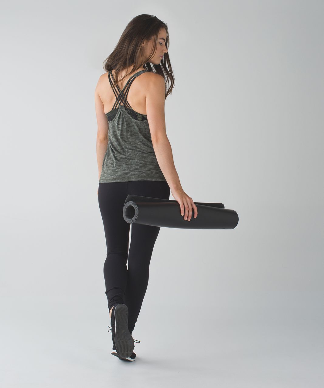 Lululemon Sunset Salutation Tank - Heathered Gator Green / Biggie So Fly Butterfly Fatigue Green Black