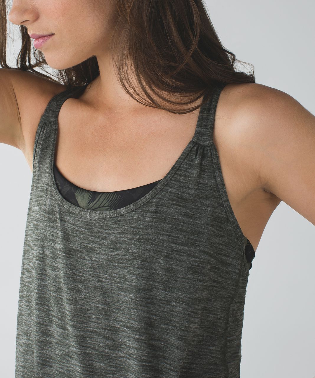 Lululemon Sunset Salutation Tank - Heathered Gator Green / Biggie So Fly Butterfly Fatigue Green Black