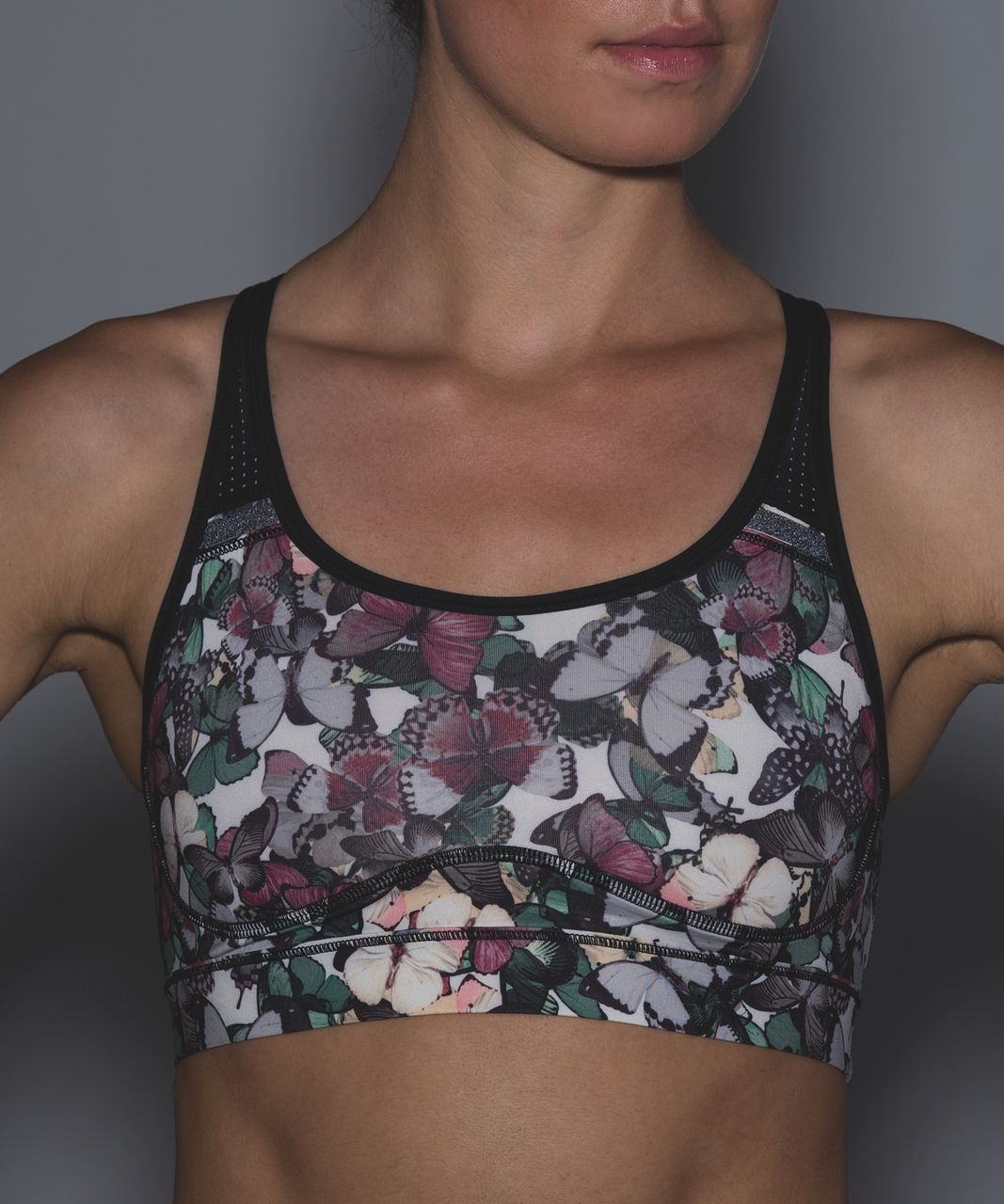 Lululemon Sweaty Or Not Bra II - So Fly Butterfly Angel Wing Multi / Black