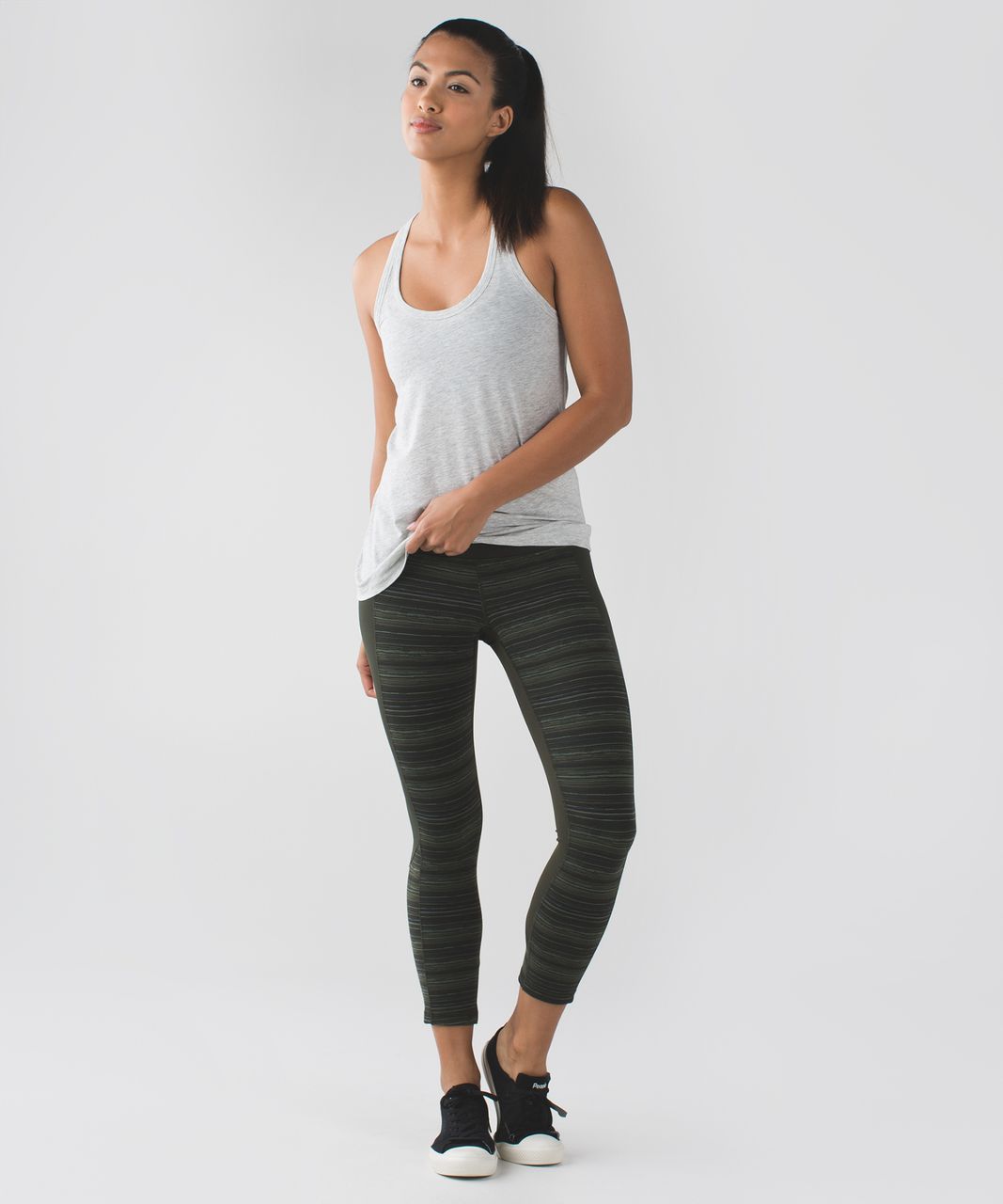 Lululemon Give Me Qi Crop - Cyber Stripe Gator Green Black / Gator Green / Fatigue Green