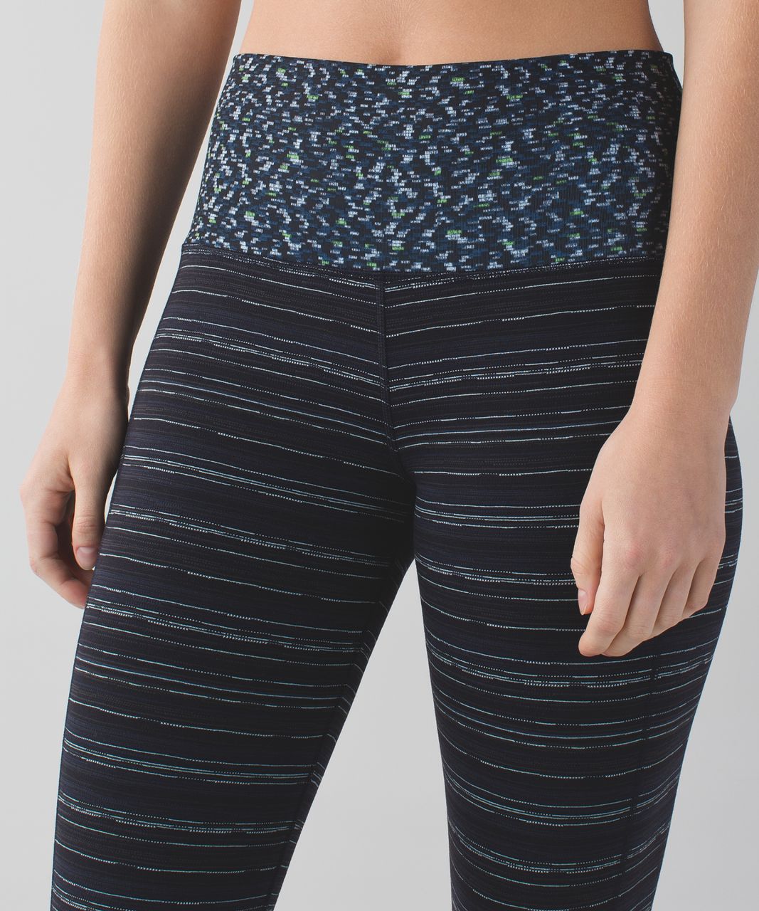 Lululemon Skinny Groove Pant II (Roll Down) - Cyber Stripe Naval Blue Black / Digi Pixie Caspian Blue Black