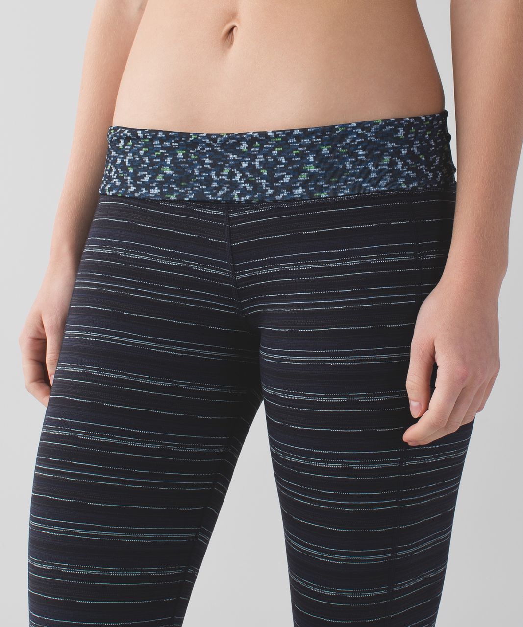 Lululemon Skinny Groove Pant II (Roll Down) - Cyber Stripe Naval Blue Black / Digi Pixie Caspian Blue Black