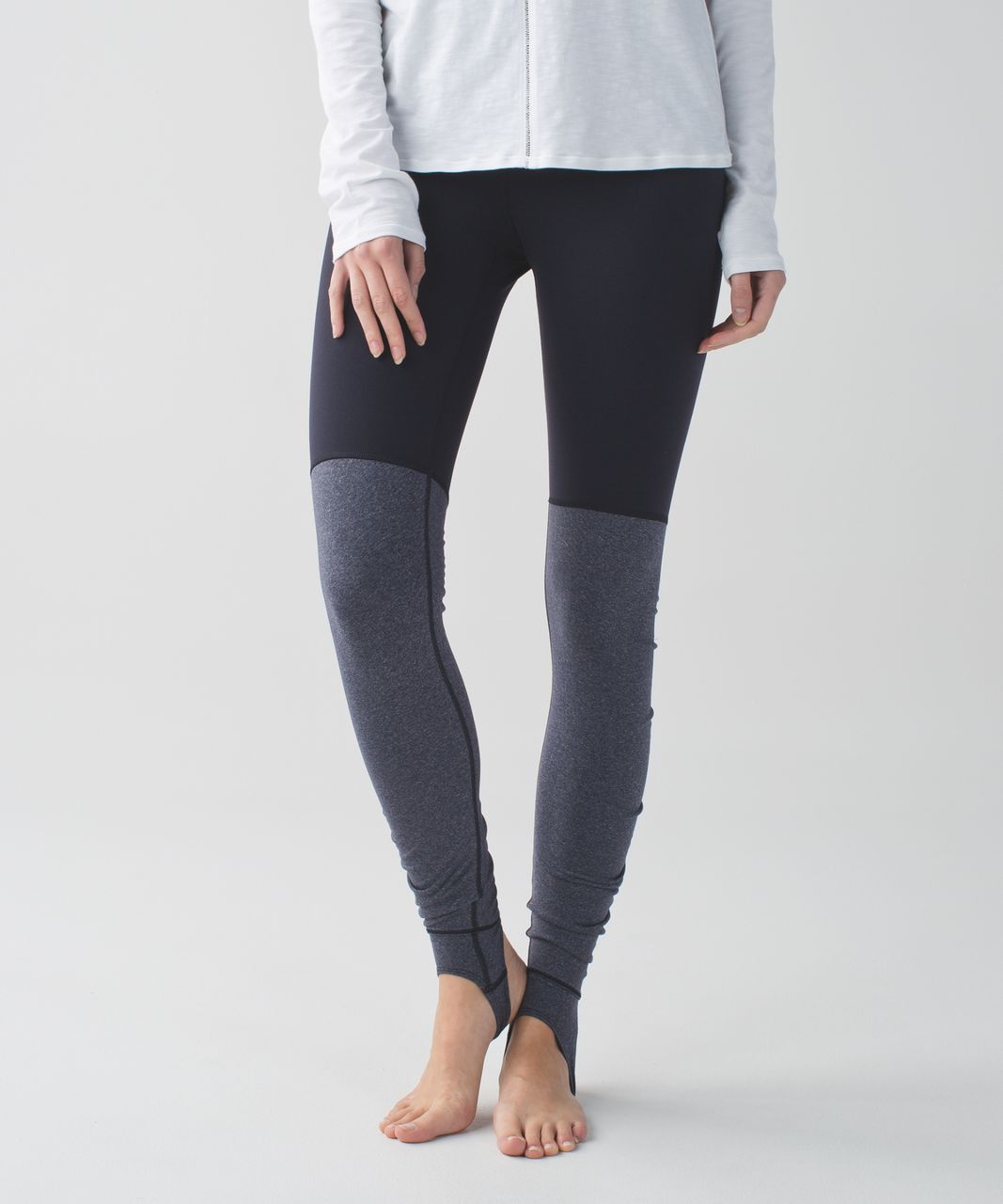 Lululemon Wunder Under Pant (Stirrup) - Naval Blue / Heathered Naval Blue -  lulu fanatics