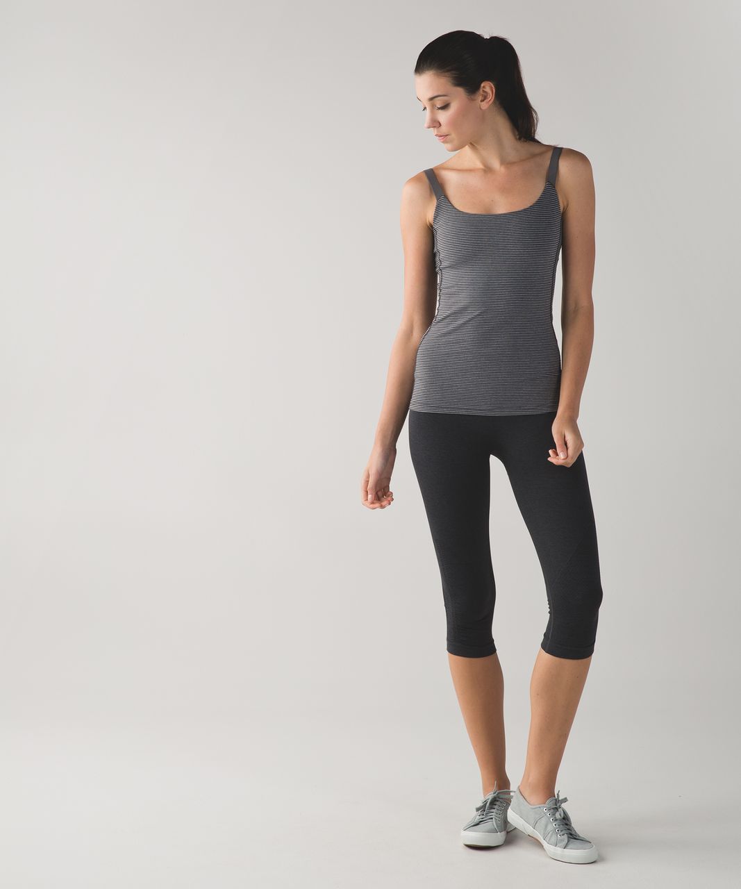 Lululemon Barre None Tank - Mini Pop Stripe Heathered Slate Black