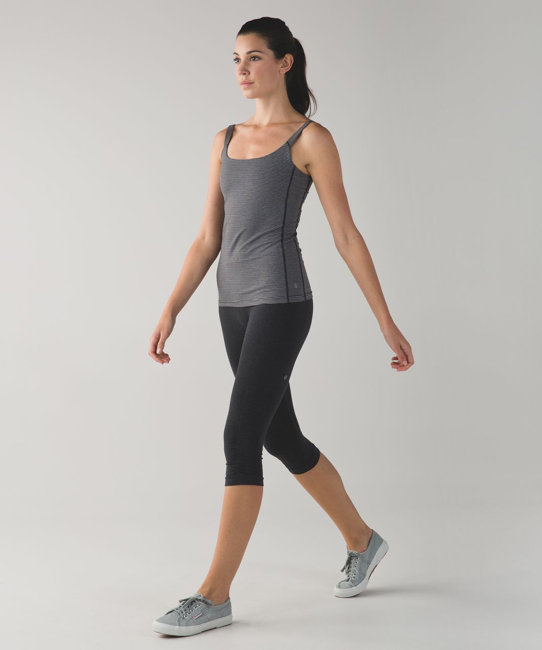 Lululemon Barre None Tank - Mini Pop Stripe Heathered Slate Black