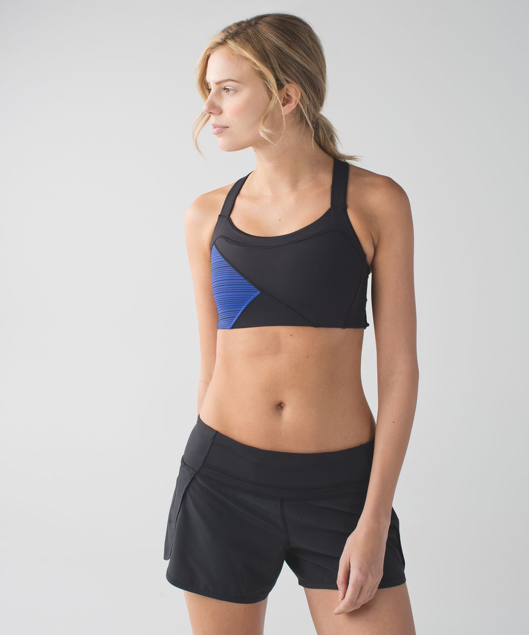 Lululemon Kanto Catch Me Bra - Black / Kanto Stripe Sapphire Blue Black