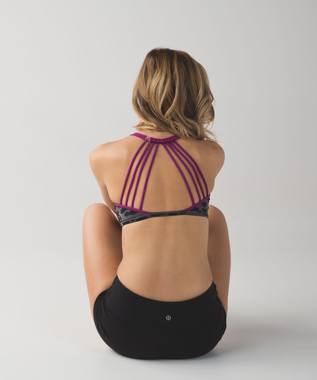 Lululemon Lighten Up Bra - Cherry Cheetah Dark Slate Black / Regal Plum